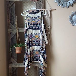 Tribal Print Knit Sweater Vest